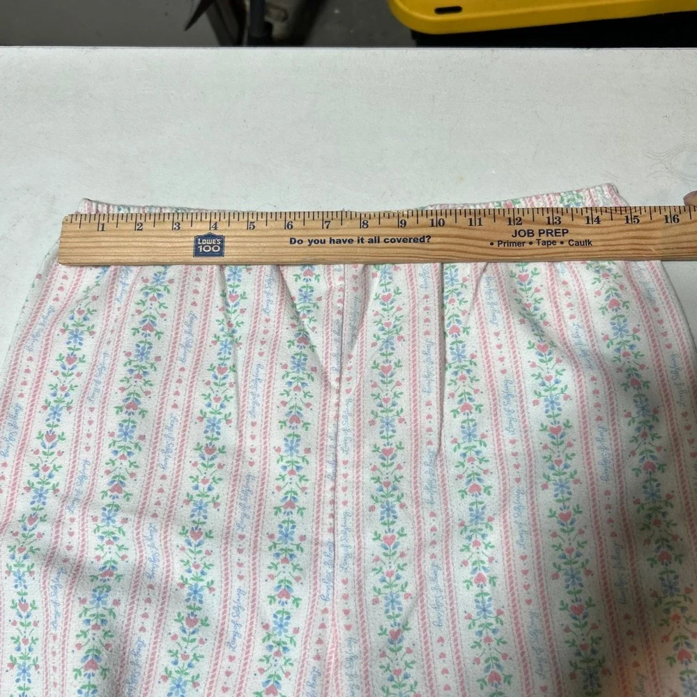 Vintage Lanz of Salzburg Girls Pajama Set Size 14 Floral Stripe Ruffle Pink Blue